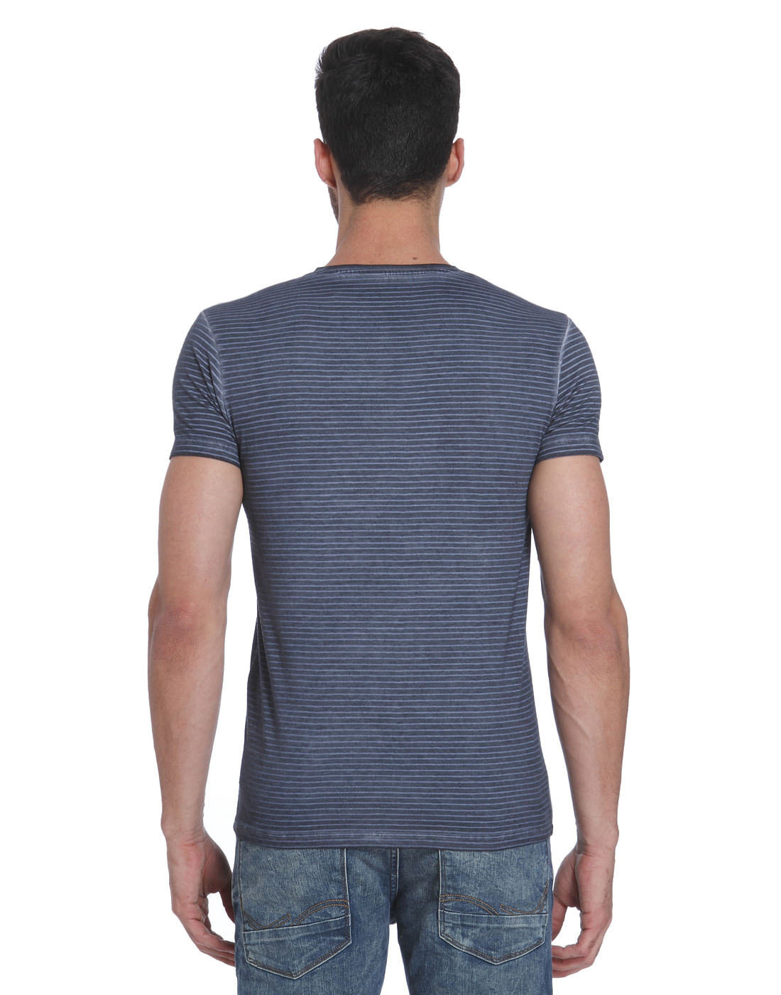 Blue Striped Crew Neck T-Shirt