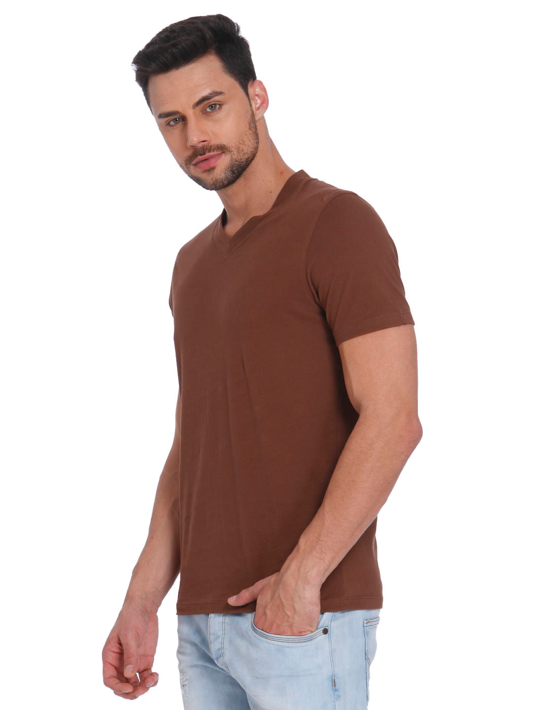 Brown V-Neck T-Shirt