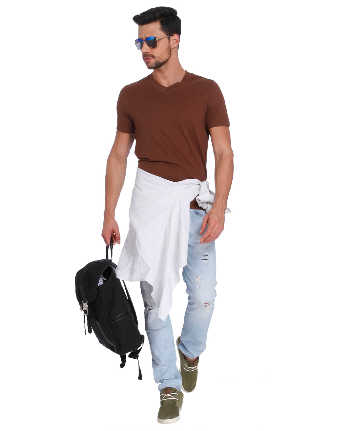 Brown V-Neck T-Shirt