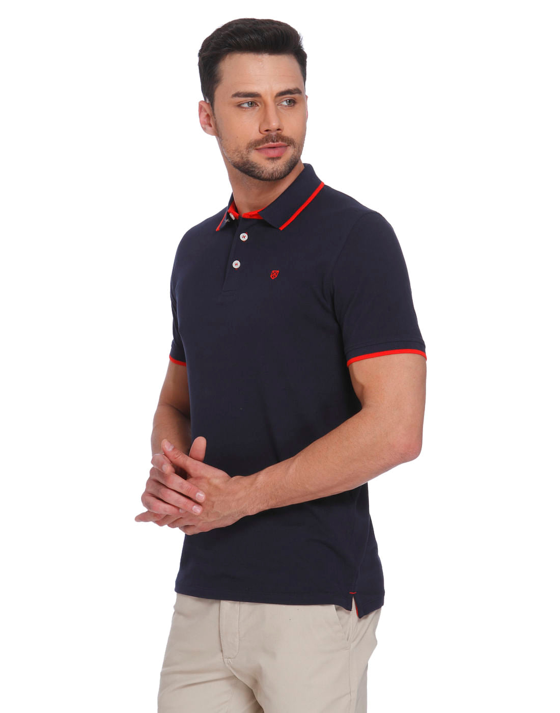 Dark Blue & Orange Polo T-Shirt