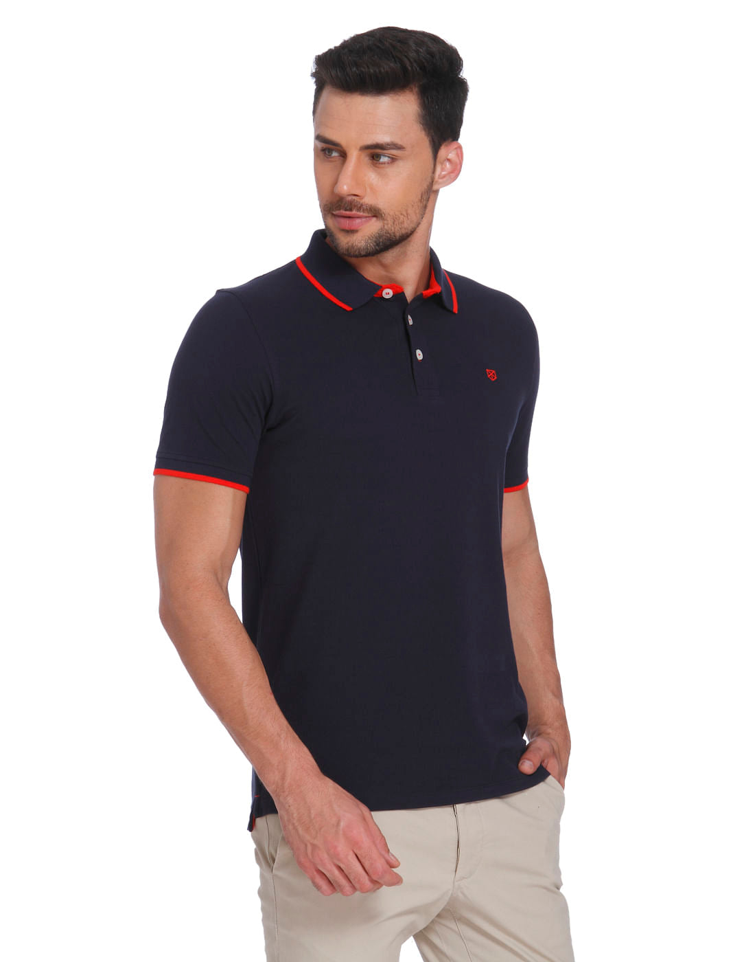 Dark Blue & Orange Polo T-Shirt