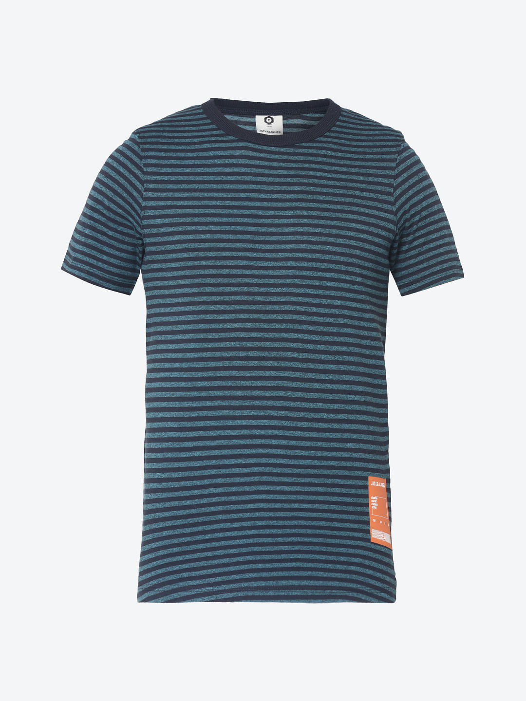 Blue Striped Crew Neck T-Shirt