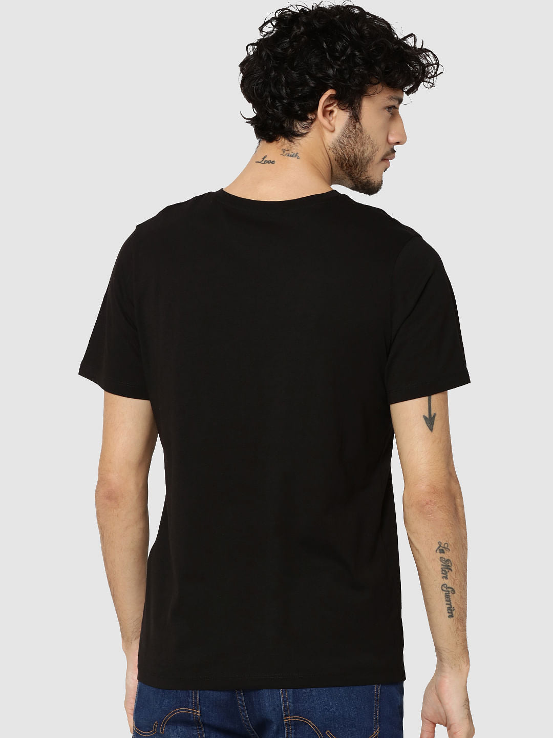 Black Graphic Print Crew Neck T-Shirt