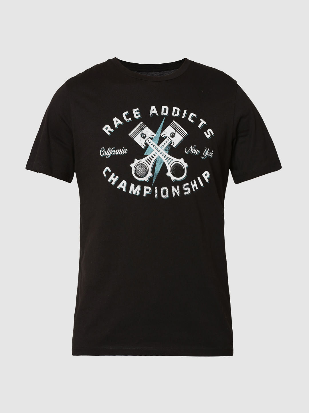Black Graphic Print Crew Neck T-Shirt