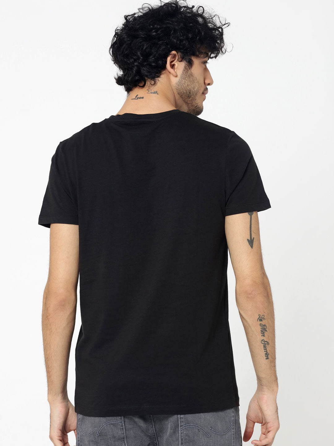 Black Graphic Print Crew Neck T-Shirt