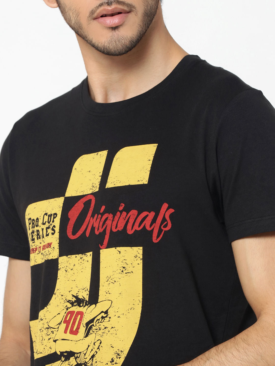 Black Graphic Print Crew Neck T-Shirt