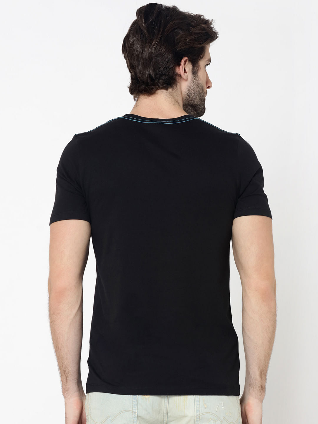 Black Skull Graphic Print Crew Neck T-Shirt