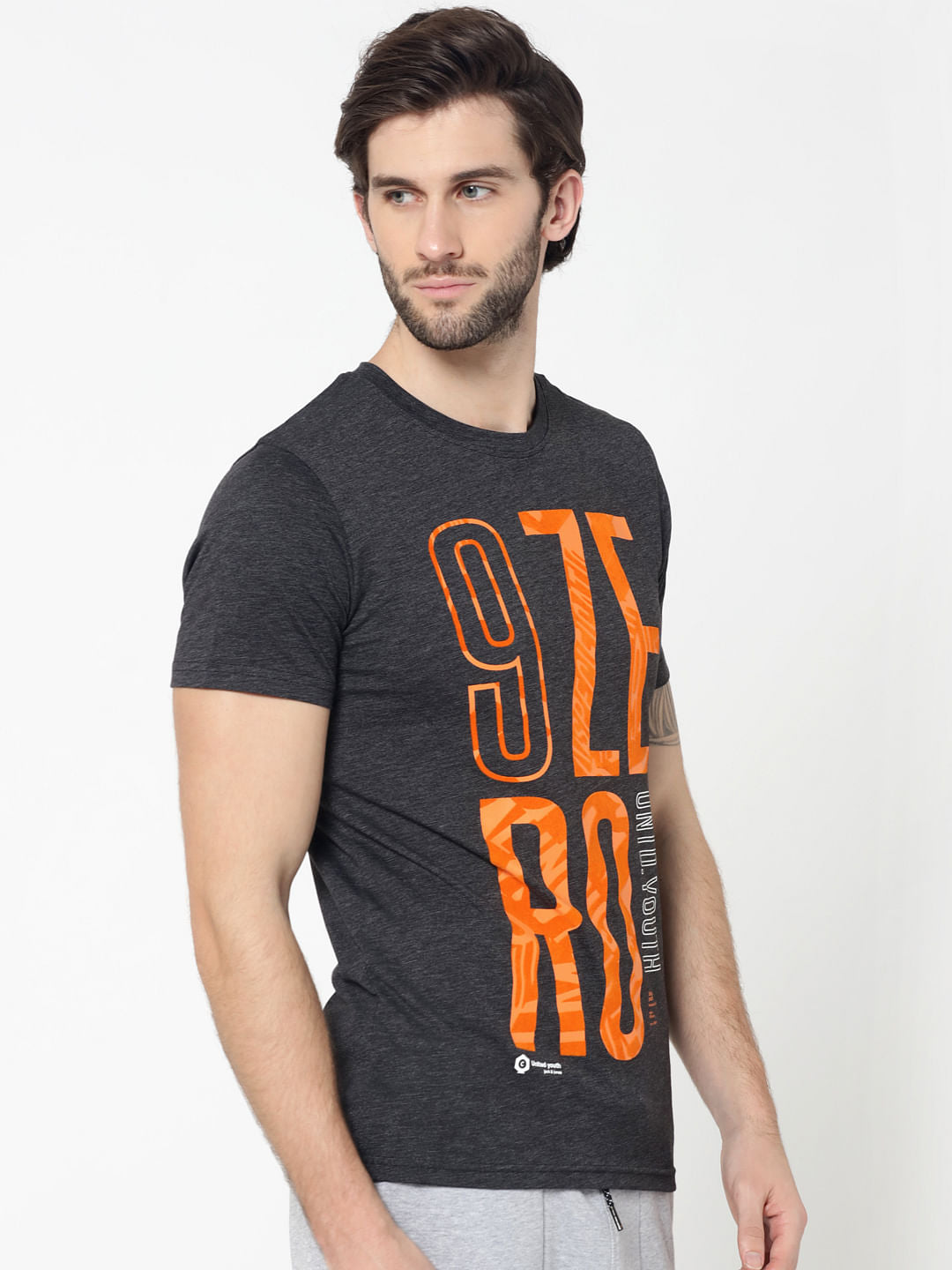 Black Typographic Print Crew Neck T-Shirt