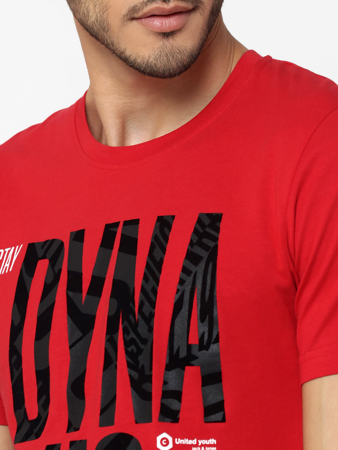 Red Text Print Crew Neck T-Shirt