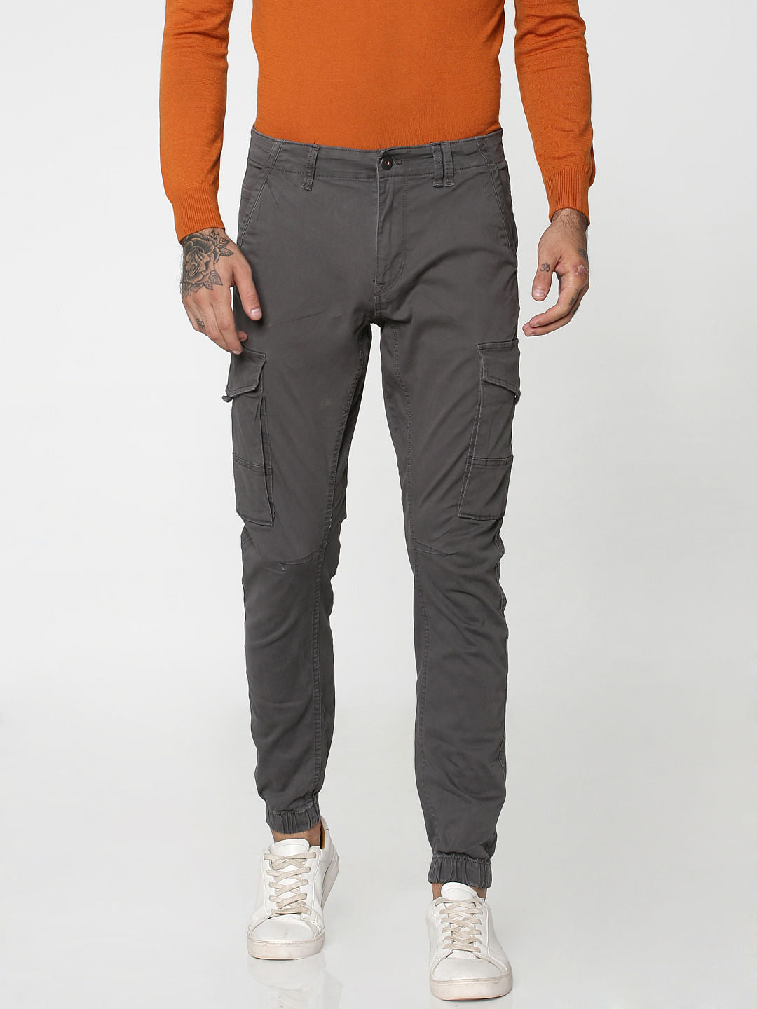 Grey Anti-Fit Cargo Pants - 28/32