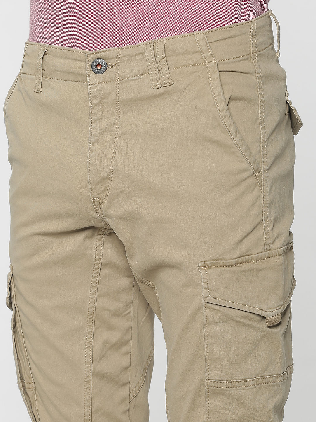 Beige Cargo Style Anti-Fit Joggers