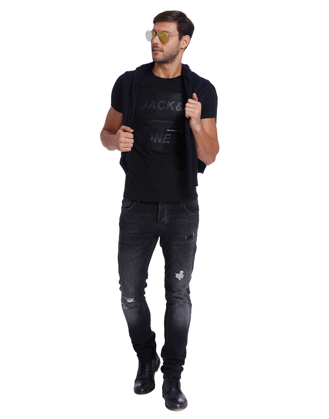 Black Logo Print Crew Neck T-Shirt