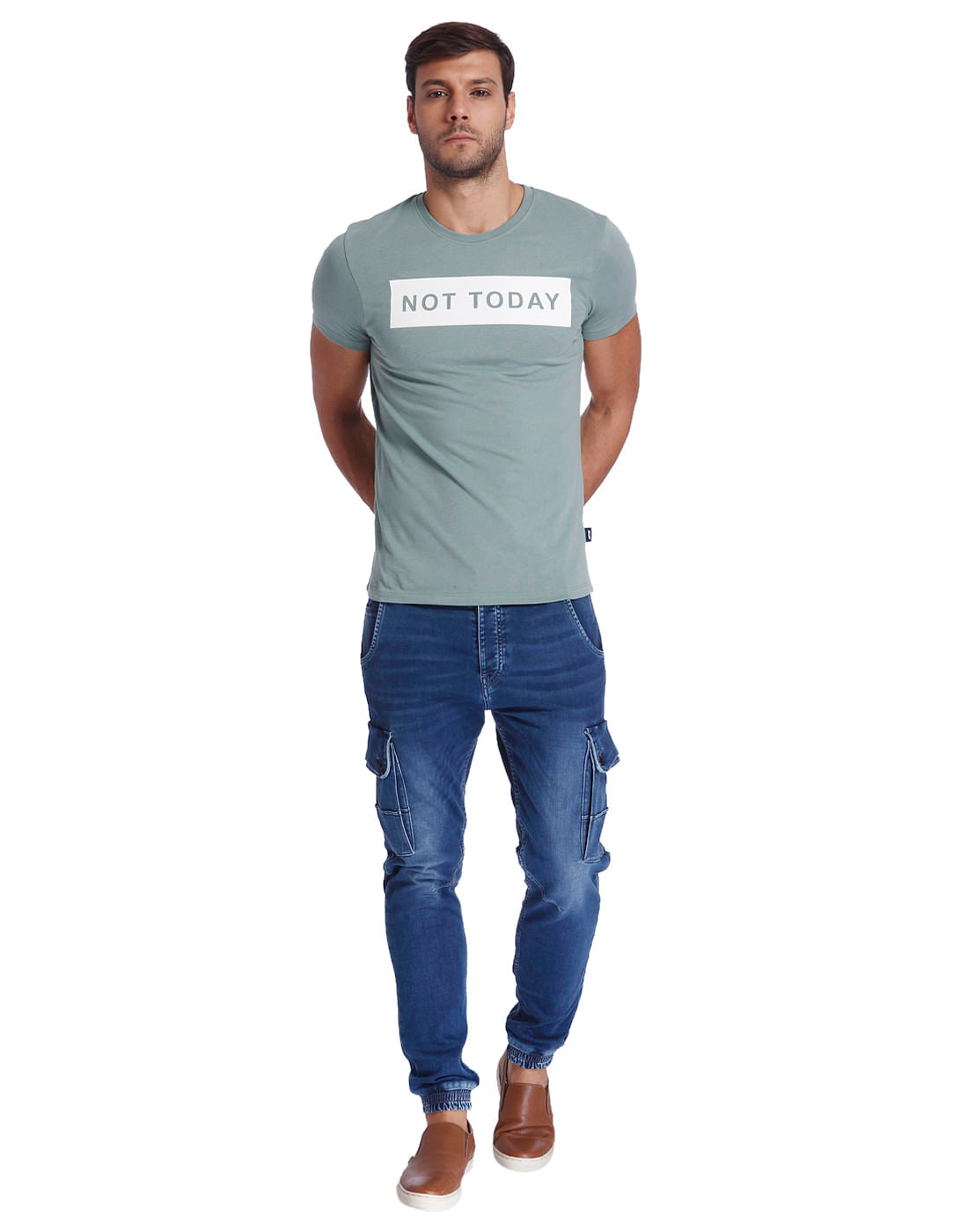 Green Text Print Crew Neck T-Shirt