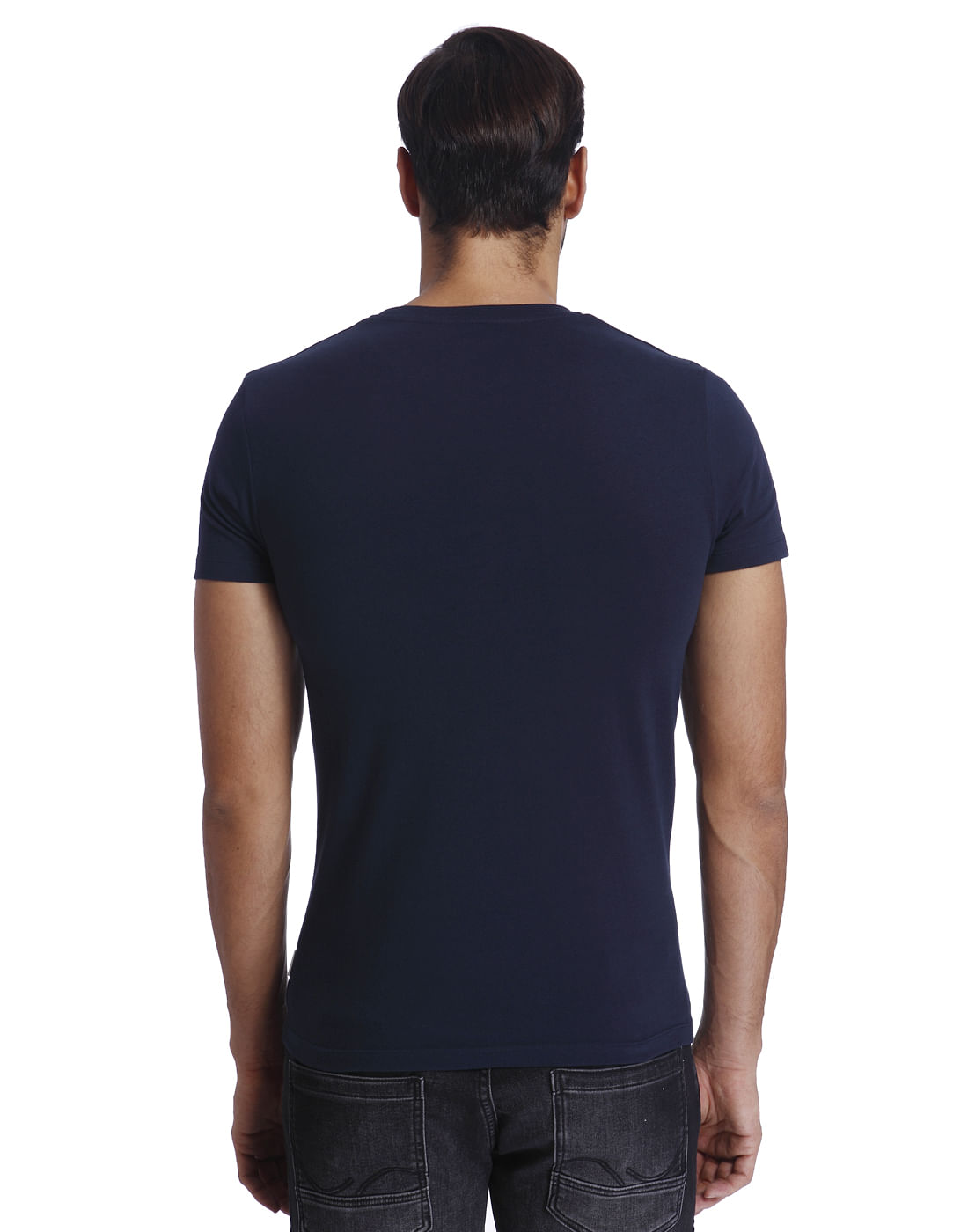 Blue Text Print Crew Neck T-Shirt