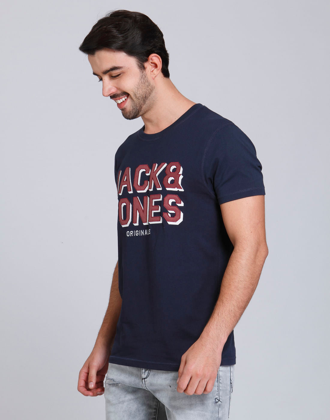 Blue Logo Print Crew Neck T-Shirt