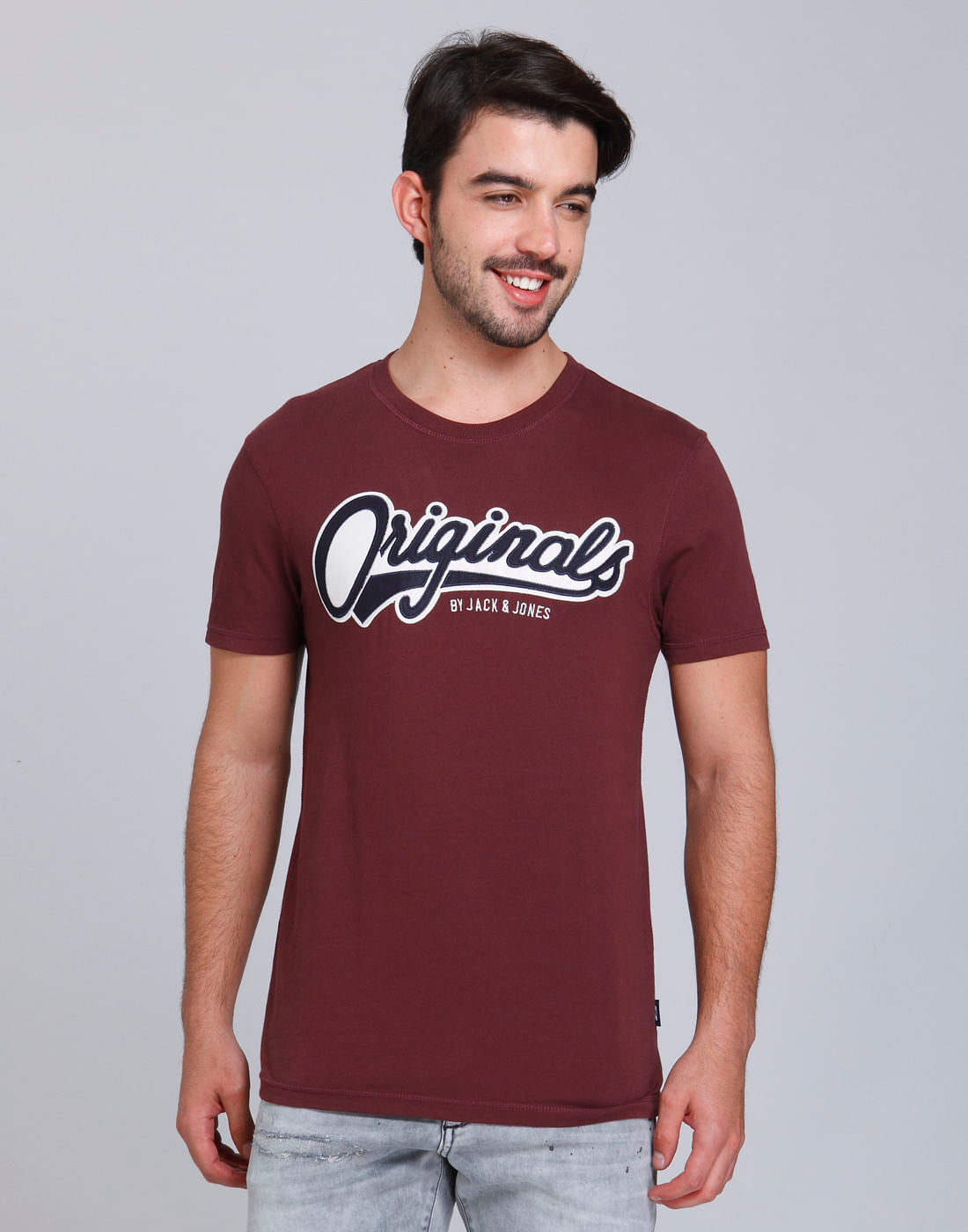 Purple Logo Print Crew Neck T-Shirt - S