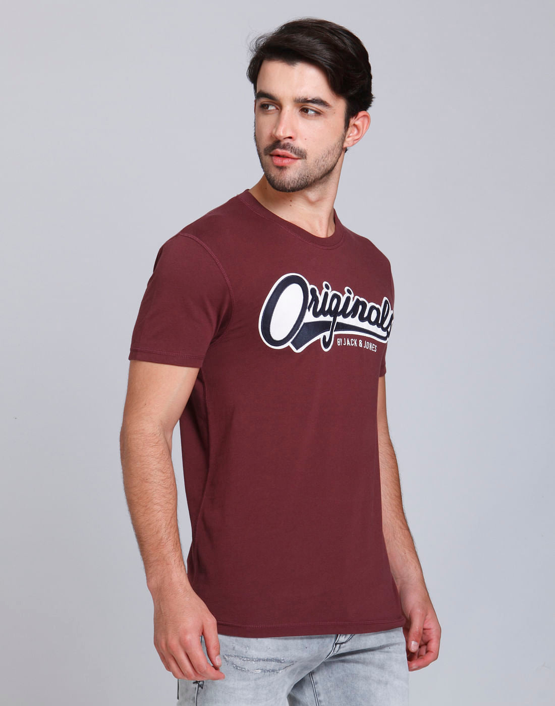 Purple Logo Print Crew Neck T-Shirt