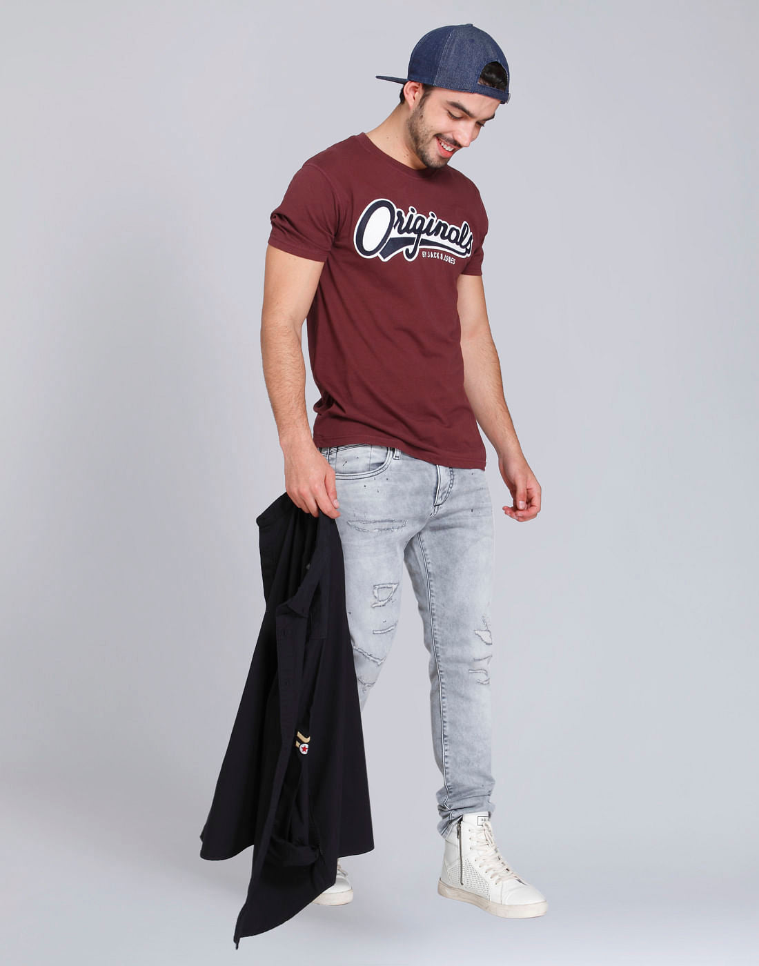 Purple Logo Print Crew Neck T-Shirt