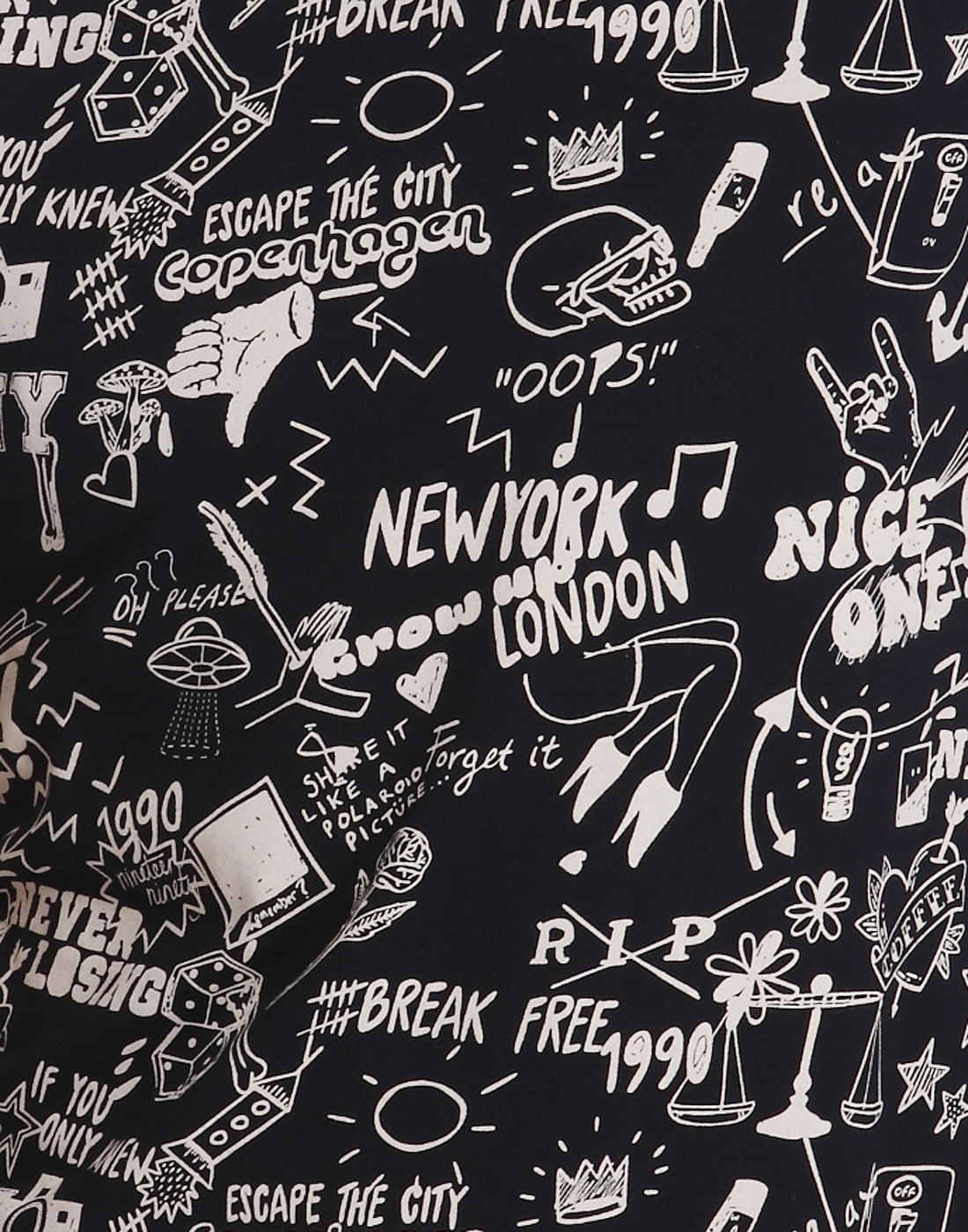 Black Scribble Print Crew Neck T-Shirt