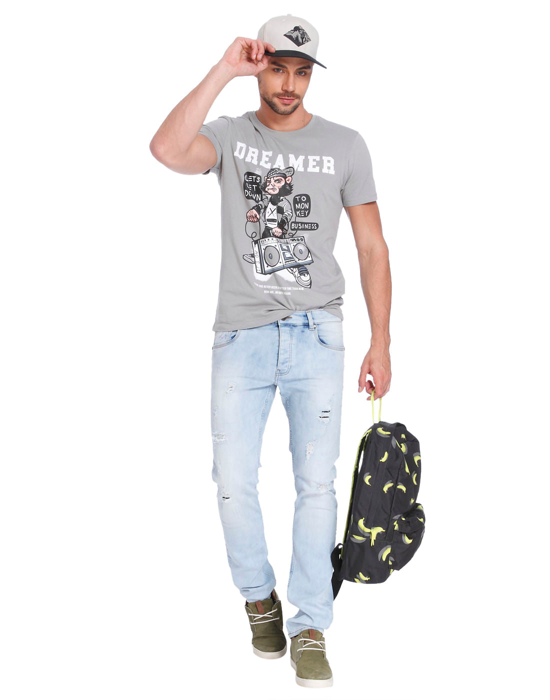 Light Grey Graphic Print Crew Neck T-Shirt