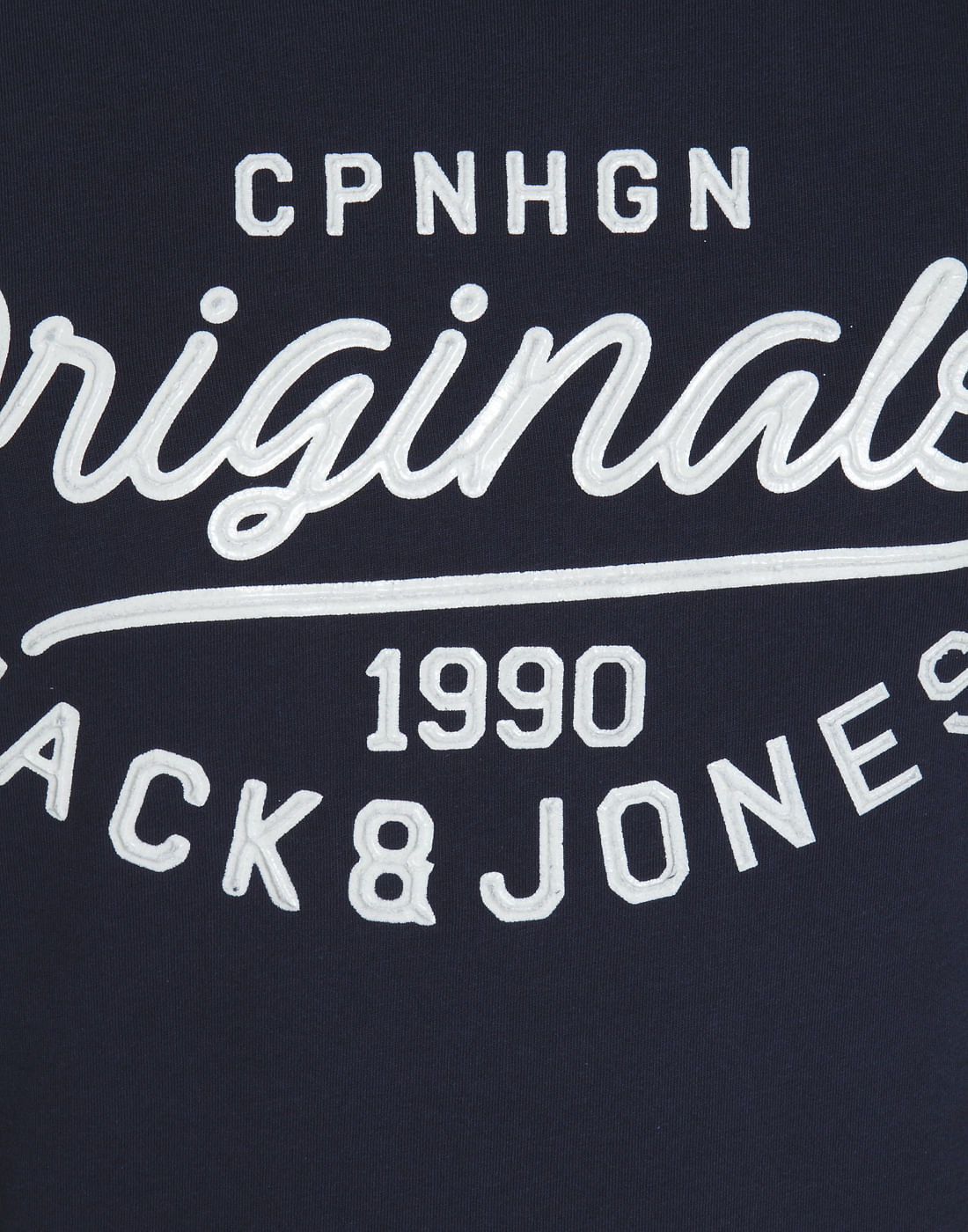 Dark Blue Text Print Crew Neck T-Shirt
