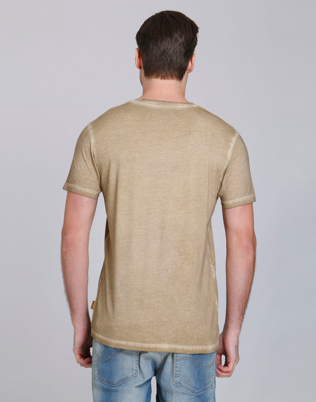 Beige Text Print Crew Neck T-Shirt