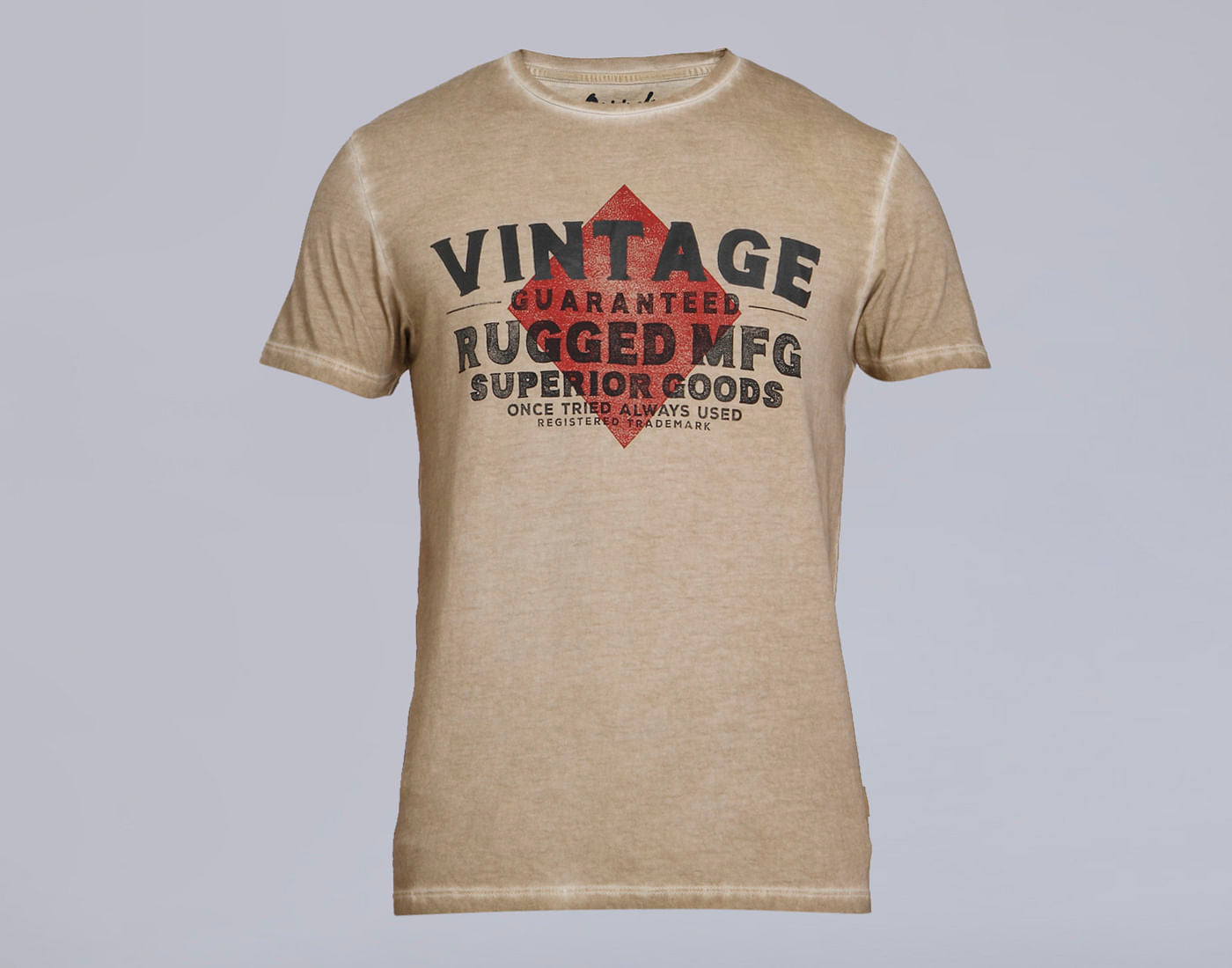 Beige Text Print Crew Neck T-Shirt
