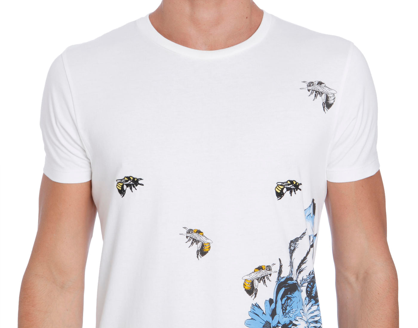 White Bee Print Crew Neck T-Shirt