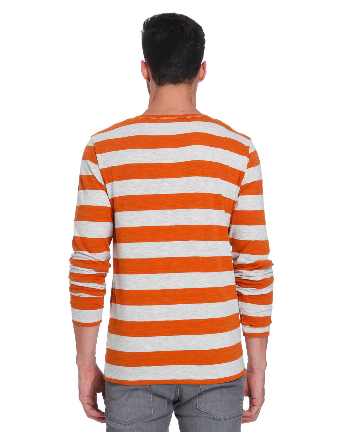 Rust Striped Crew Neck T-Shirt