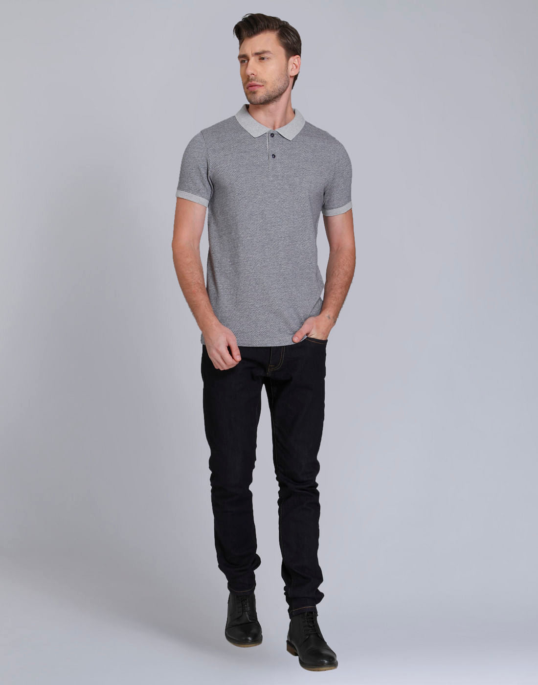 Grey Polo Neck T-Shirt
