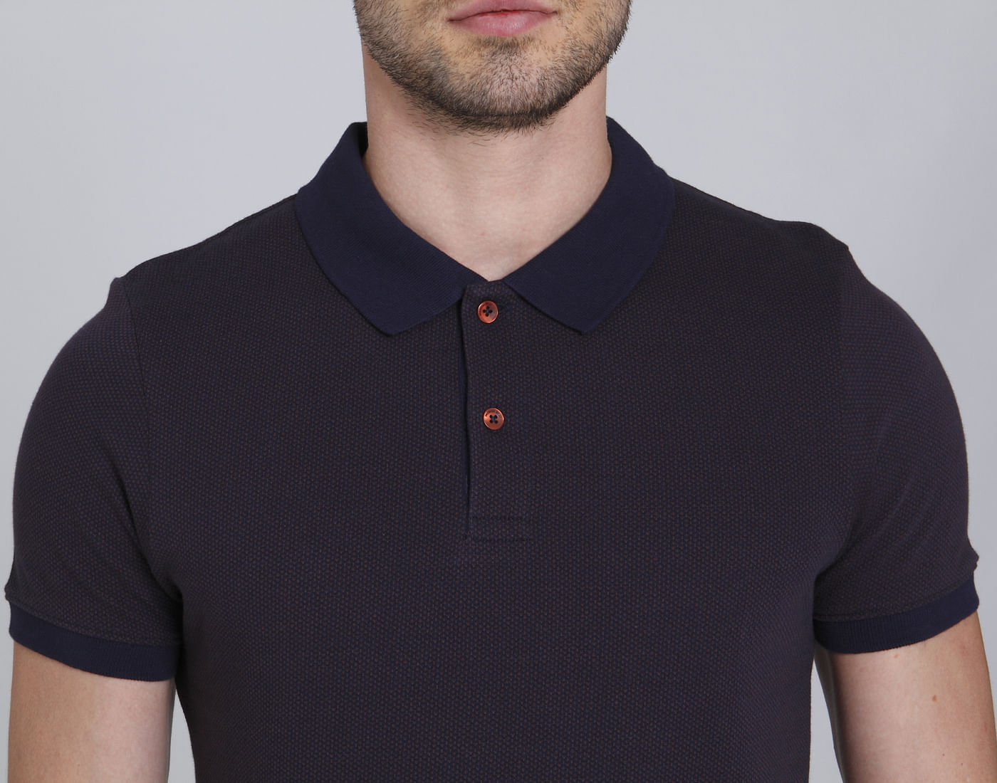 Dark Blue Polo Neck T-Shirt