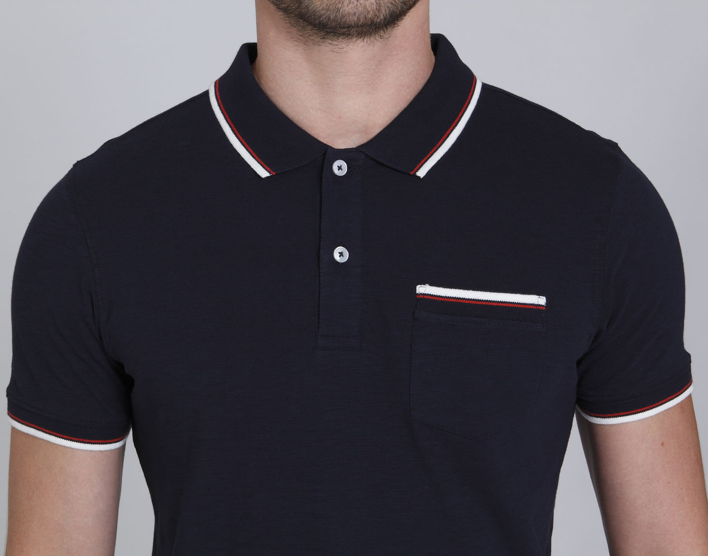 Dark Blue Polo Neck T-Shirt