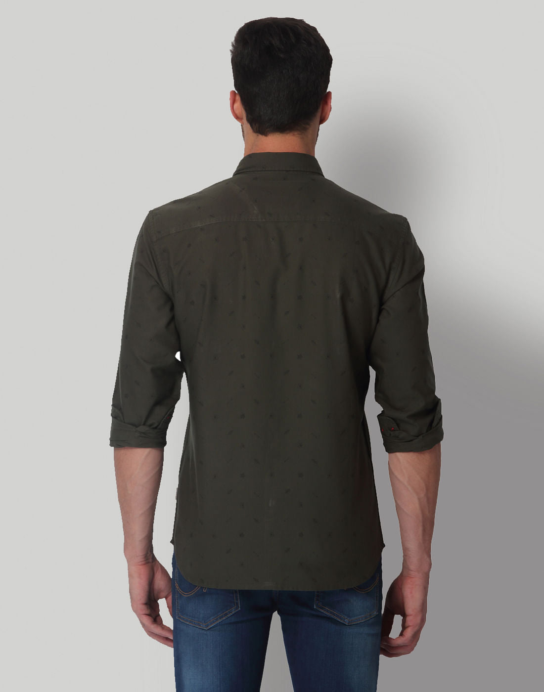 Green Leaf Print Regular Fit Shirt
