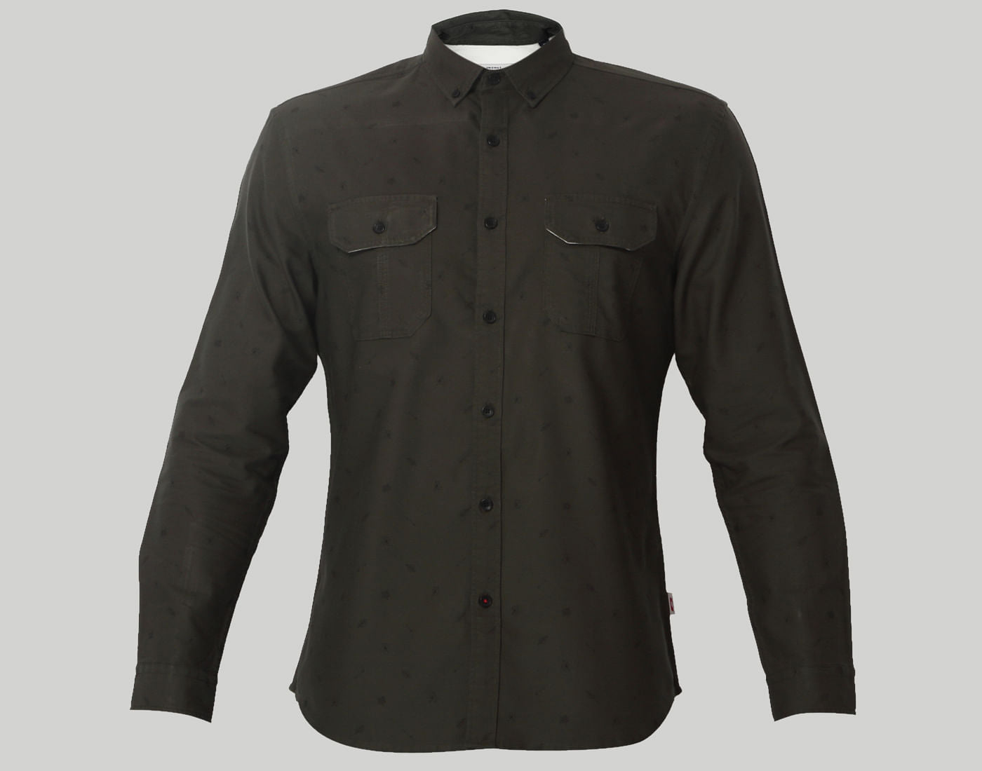 Green Leaf Print Regular Fit Shirt