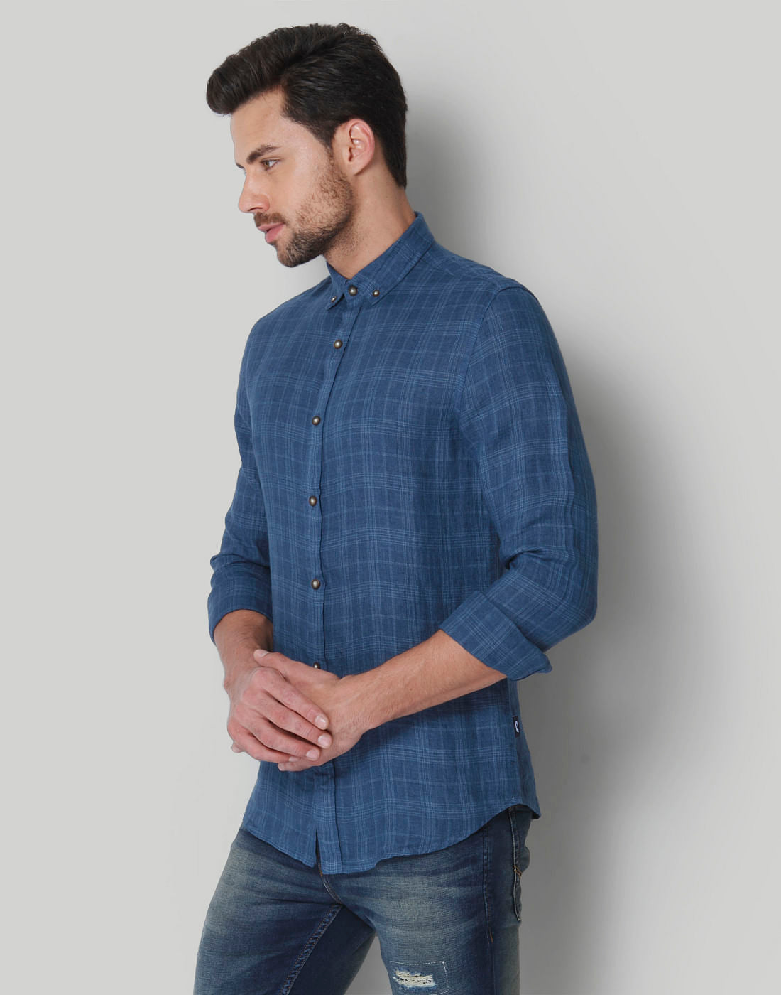 Blue Check Linen Shirt