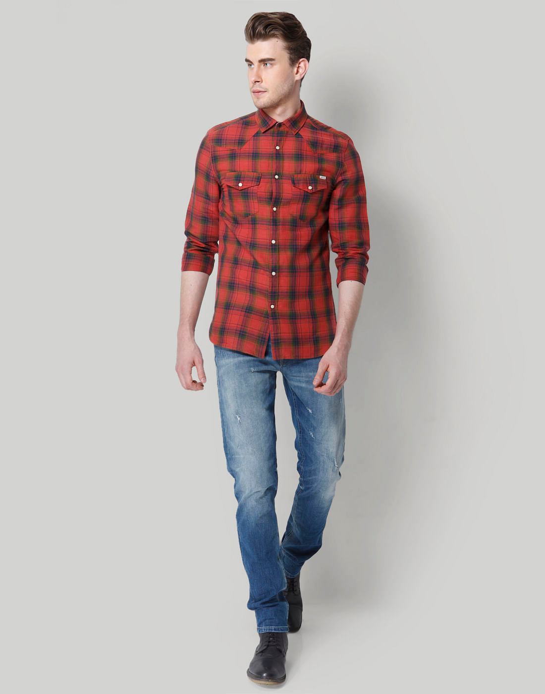 Red Check Slim Fit Shirt