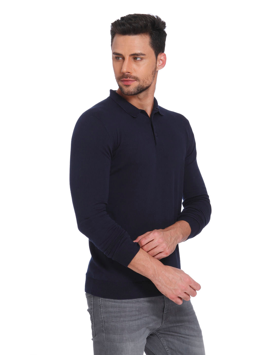 Blue Knit Polo T-Shirt