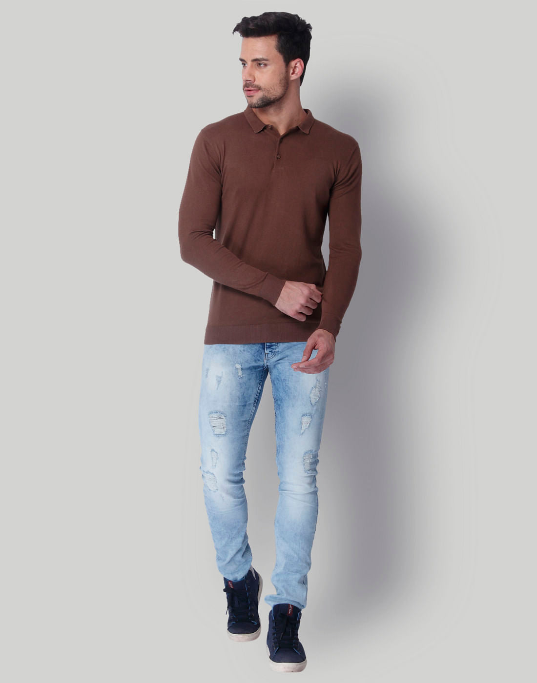 Brown Polo Neck T-Shirt