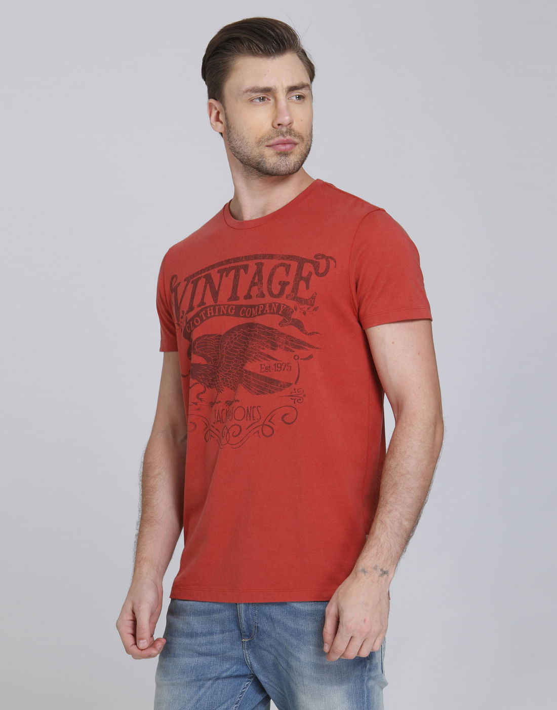 Red Graphic Print Crew Neck T-Shirt