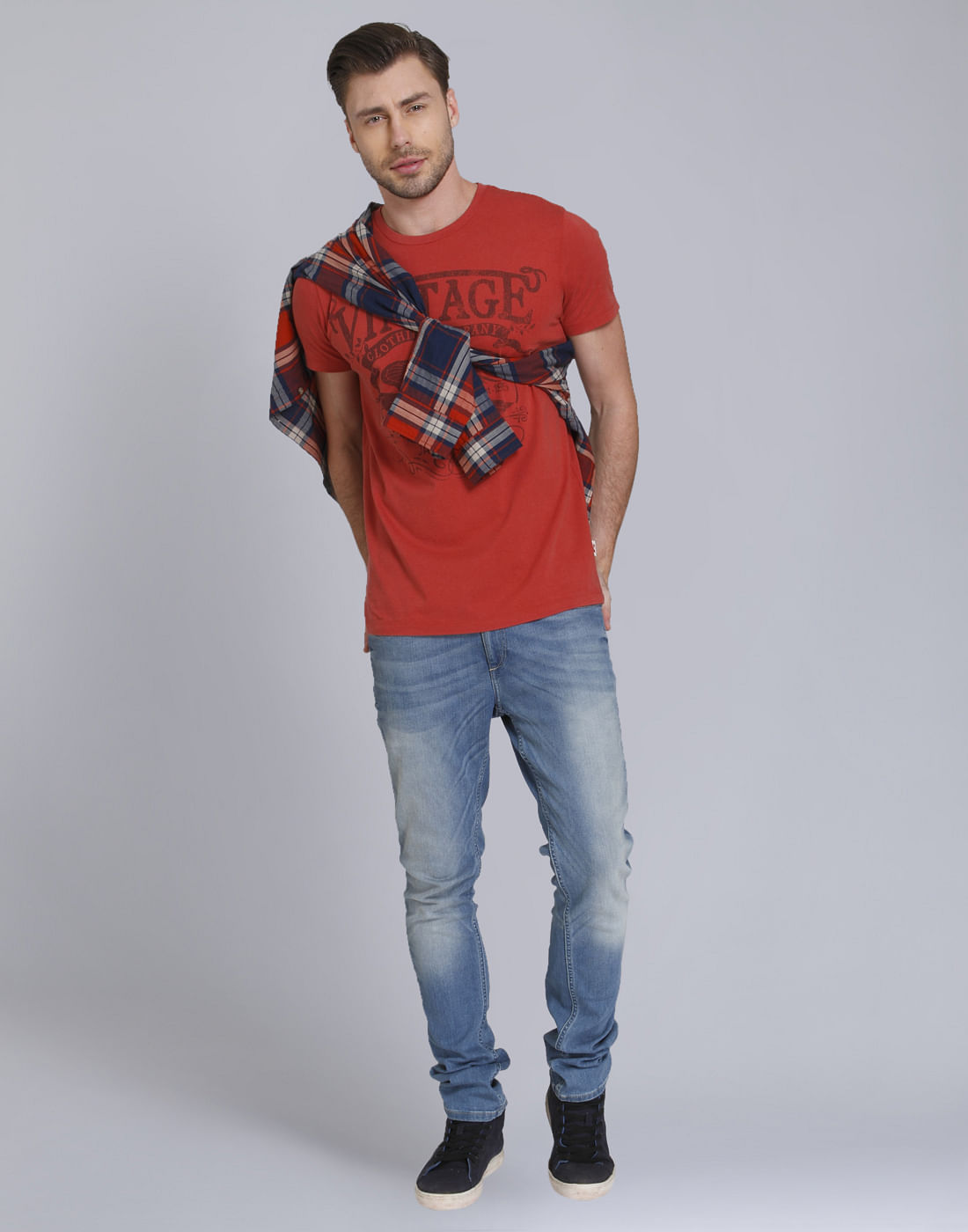 Red Graphic Print Crew Neck T-Shirt