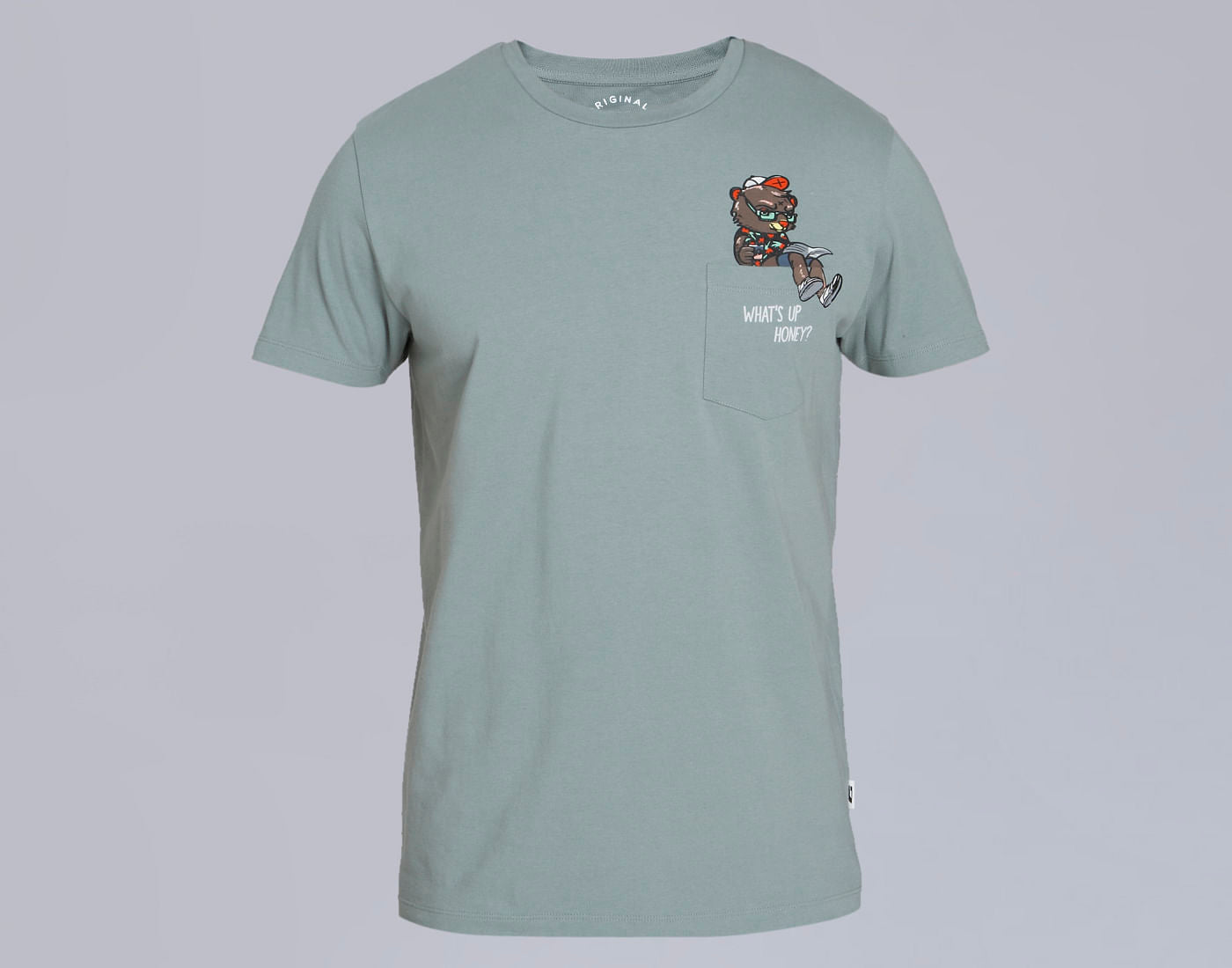 Green Bear Print Crew Neck T-Shirt