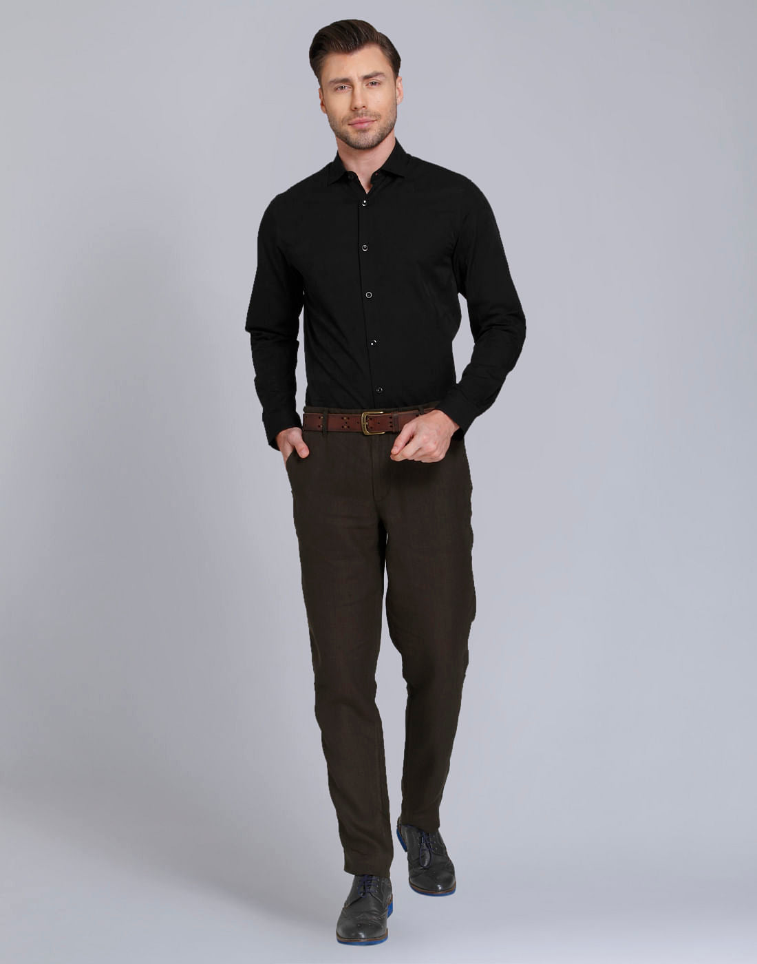 Black Jacquard Slim Fit Shirt