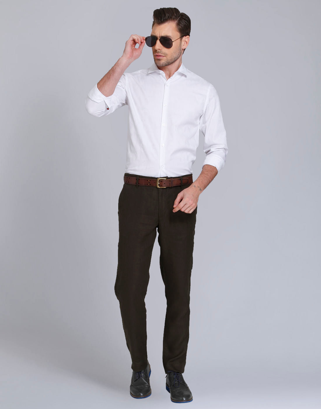 White Jacquard Slim Fit Shirt