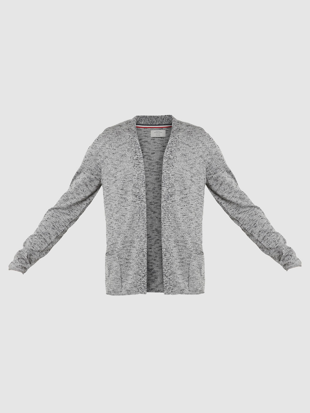 Dark Grey Textured Knit Cardigan