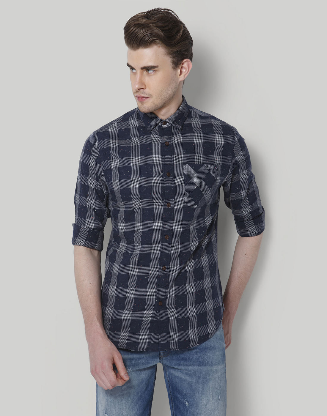 Blue Check Slim Fit Shirt - S