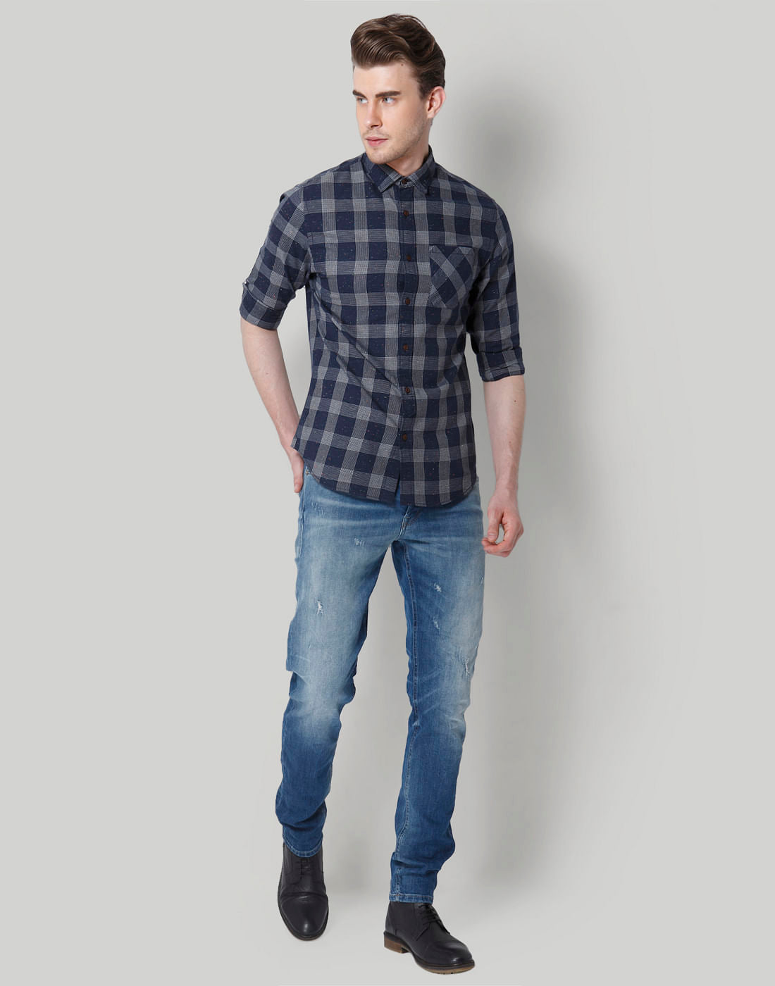Blue Check Slim Fit Shirt