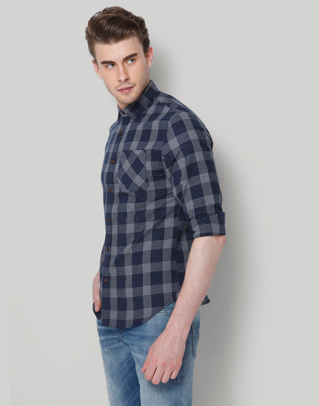 Blue Check Slim Fit Shirt