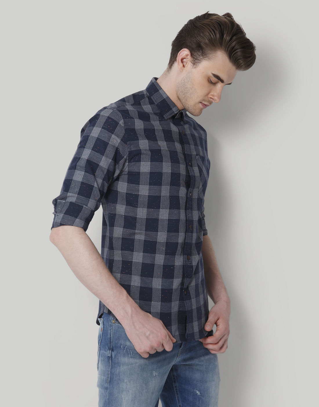 Blue Check Slim Fit Shirt
