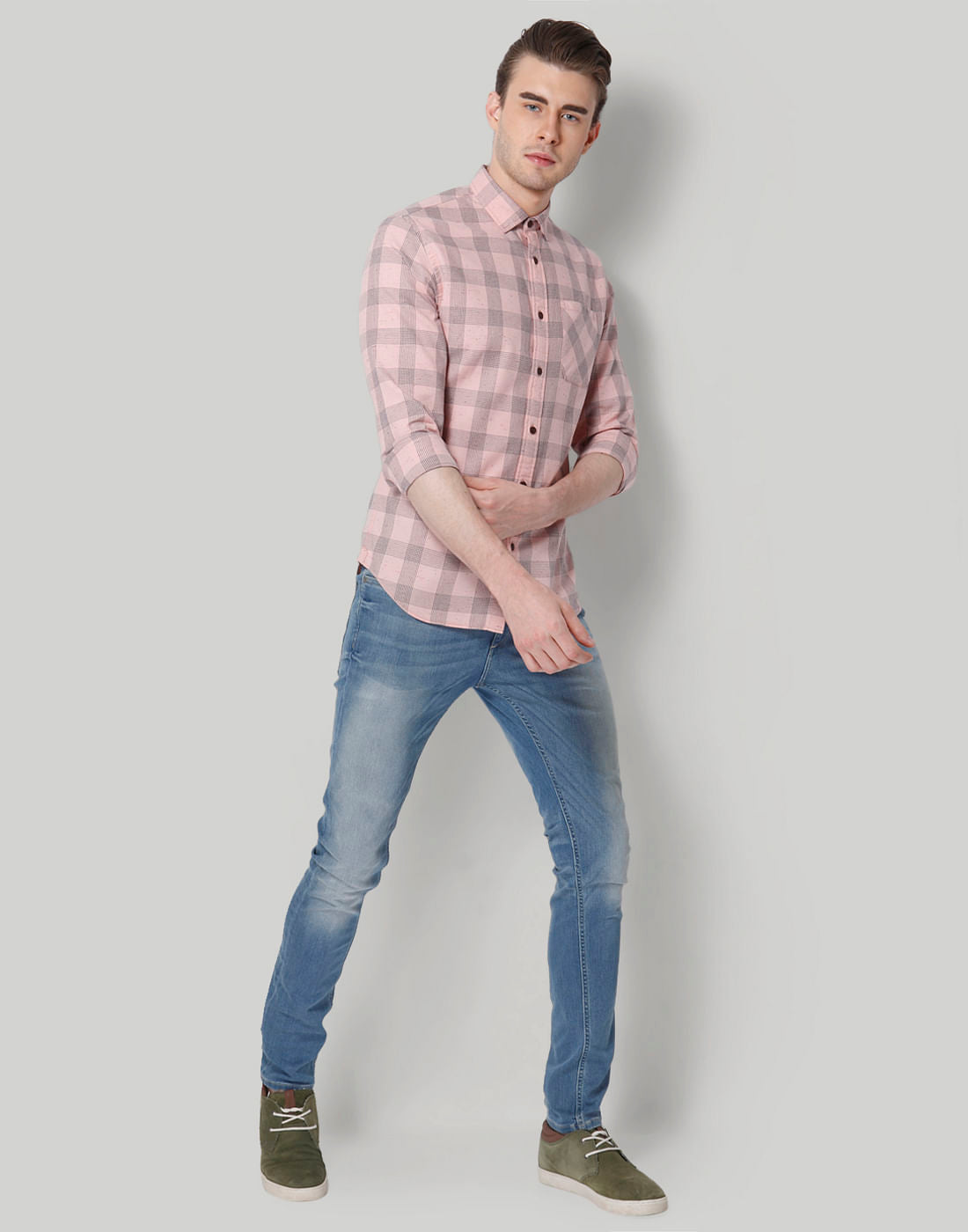 Pink Check Slim Fit Shirt