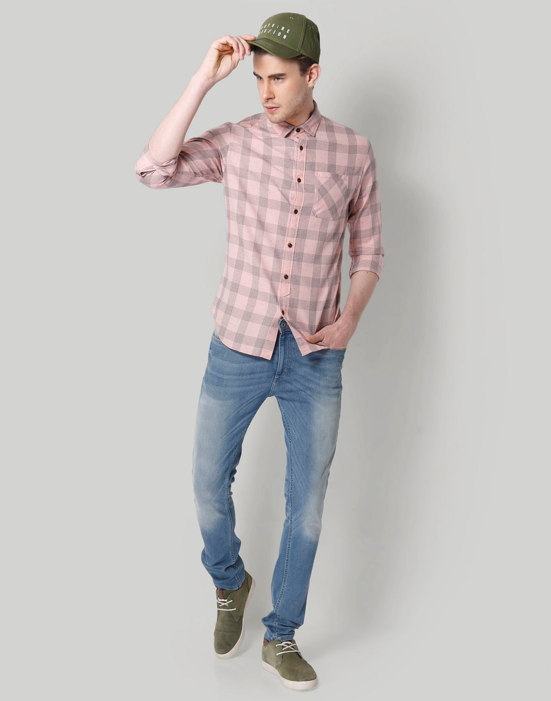 Pink Check Slim Fit Shirt